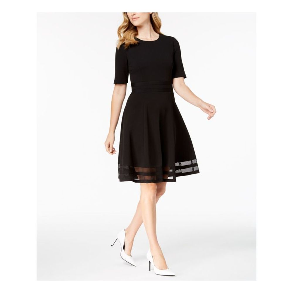 Calvin Klein Black Short Sleeve Fit-and-Flare Mini Dress